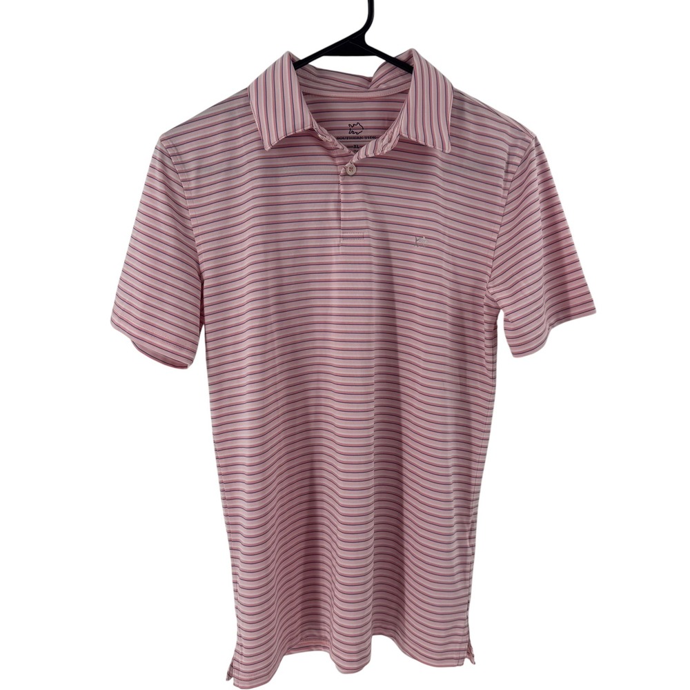 Southern Tide Mens XL Pink Blue Striped Performance Golf Polo Shirt Skipjack - Picture 5 of 8